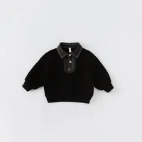 Baby Girl Boy Solid Color Hoodie Infant Toddler Child Turn Down Collar Top Autumn Long Sleeve Pullover Baby Clothes 12M-5Y 2