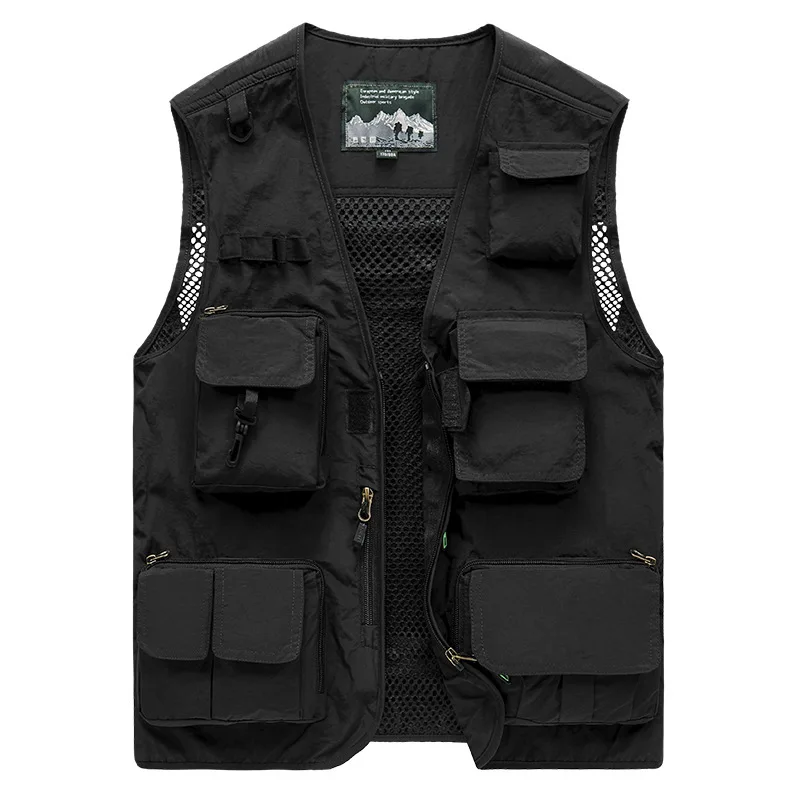 Men's Workwear Style Vest Light Breathable Mesh Lining for Men Clothing Outdoor Leisure Sports Style Male Jacket Big Size 6XL