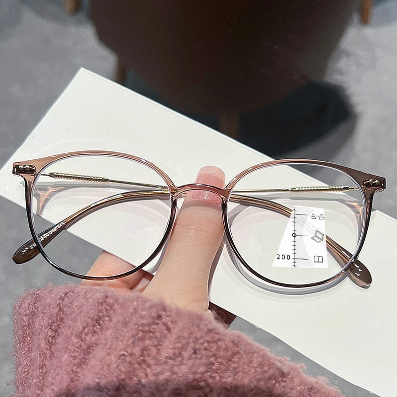 Progressive Multifocal Glasses for Men Women Vintage Fashion Round Frame Reading Glasses Near&Far Sighted Prescription Eyewear 3