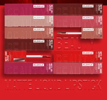 MLSMILE 6 Color Non-stick cup Velvet Satin Gloss Lip glaze Mist Liquid matte lipstick Waterproof long-lasting color liquid 3