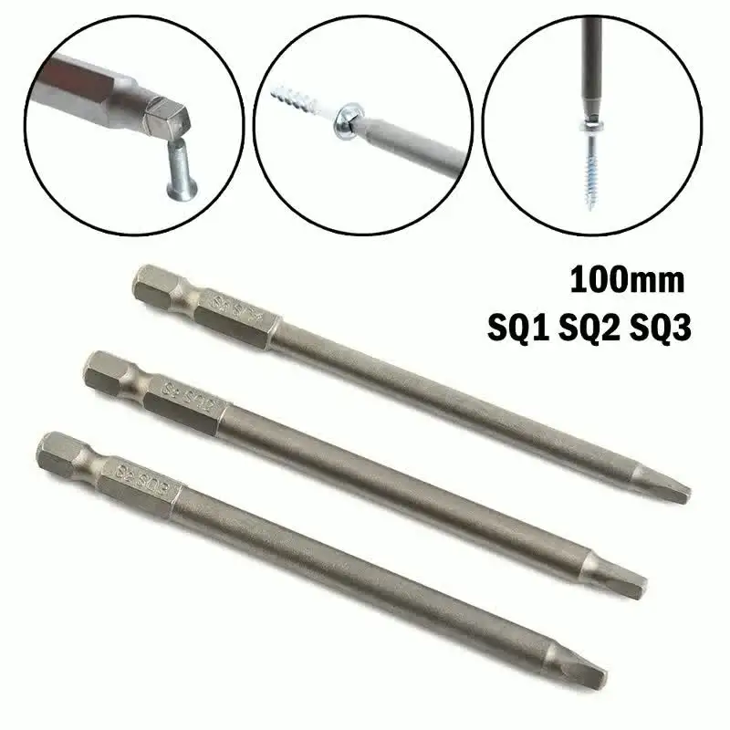 9-teiliges Vierkant-Bits Set – Magnetisch, Für SQ1, SQ2, SQ3 Schrauben, Robuster S2-Stahl