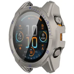 Premium Protective PC Case with Glass Screen Protector - Anti - Scratch Bumper Cover - Fenix 8 47mm (Titanium steel blue)