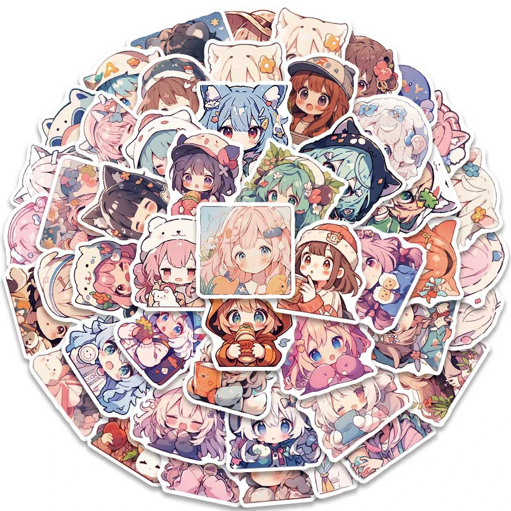 10/30/50pcs Cute Anime Cartoon Girl Stickers Aesthetic Decals Kids Toys Laptop Notebook Phone Diary Suitcase Decoration Sticker