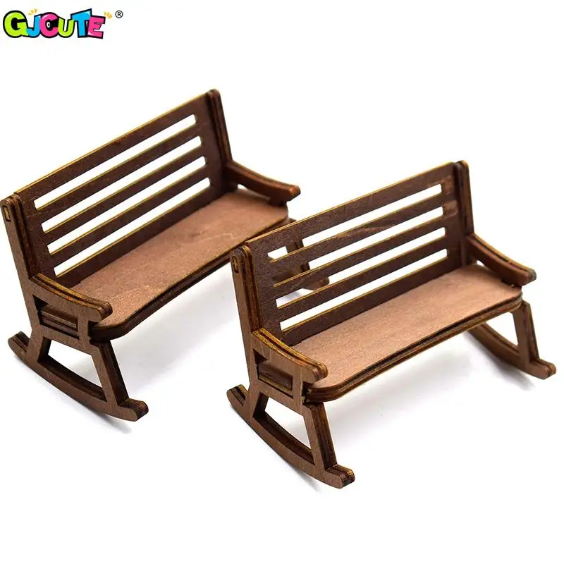 1：12 Dollhouse Mini Park Table Chair Miniature Bench Stool Rocking Chair Dolls House Furniture Accessories Kids Pretend Play Toy 5