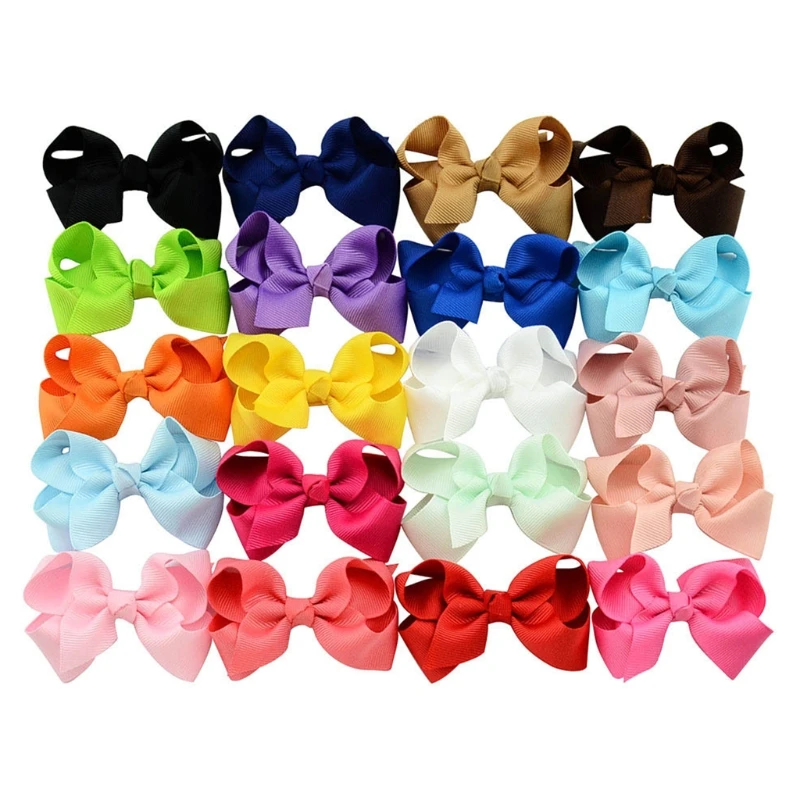 

Set of 20 Colorful Christmas Bangs Clips Bows H Grips Handmade Ponytail Decor Lovely H Barrettes