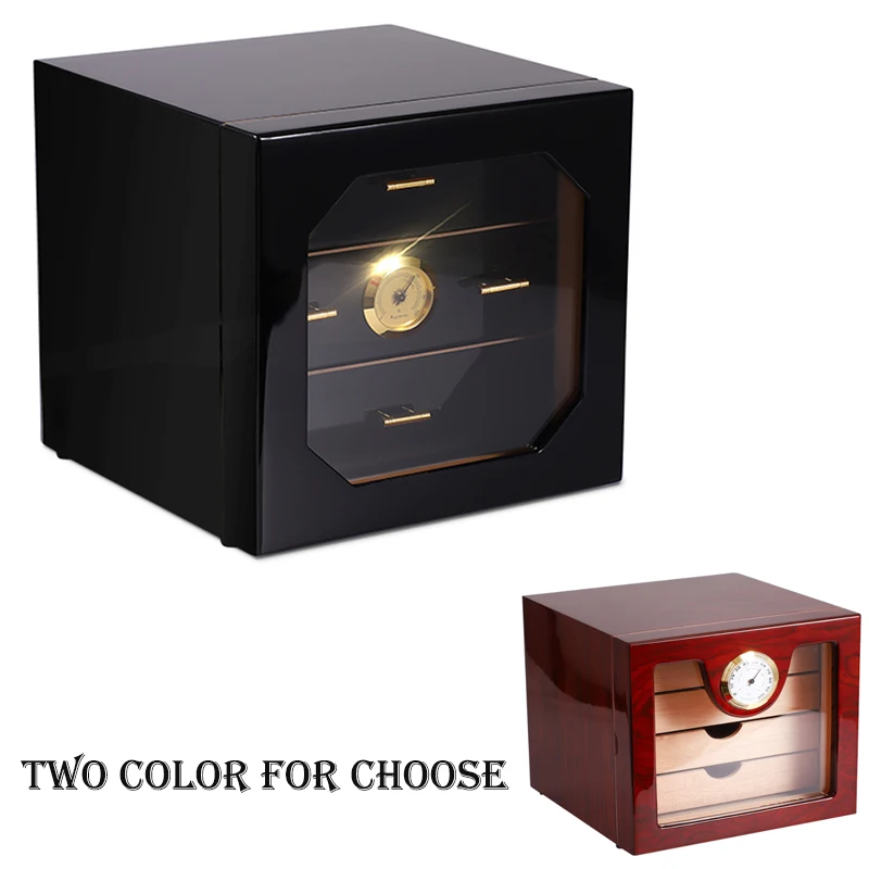 

Cedar Wood Cigar Case Glossy Humidor Box with Humidifier Hygrometer Gift Luxury Humidors For COHIBA