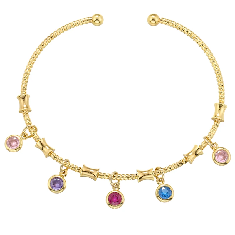 ZHUKOU candy charms bracelet for women Gold color romantic round charms bangles lady birthday gifts Man bracelet Jewelry VL338 bangle bracelet