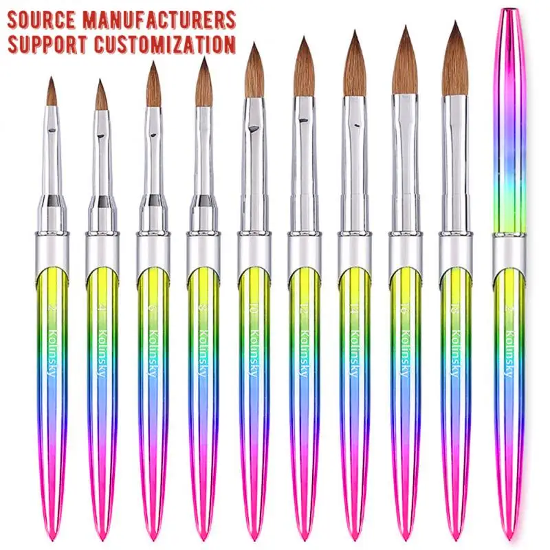 Acrylic Kolinsky Nail Brush 3D Pure Handmade Round Shape Nail Brushes Professional Nail Art Brush Manicure Nail Tools Makeup 6