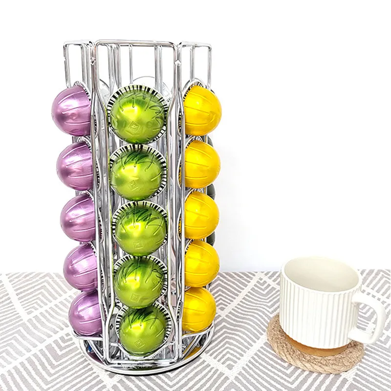 20 Pcs Vertuo Coffee Capsule Holder Stand Coffee Pod Tower Nespresso Vertuo Line Rack Scaffali Girevoli Per Cialde Di Caffè