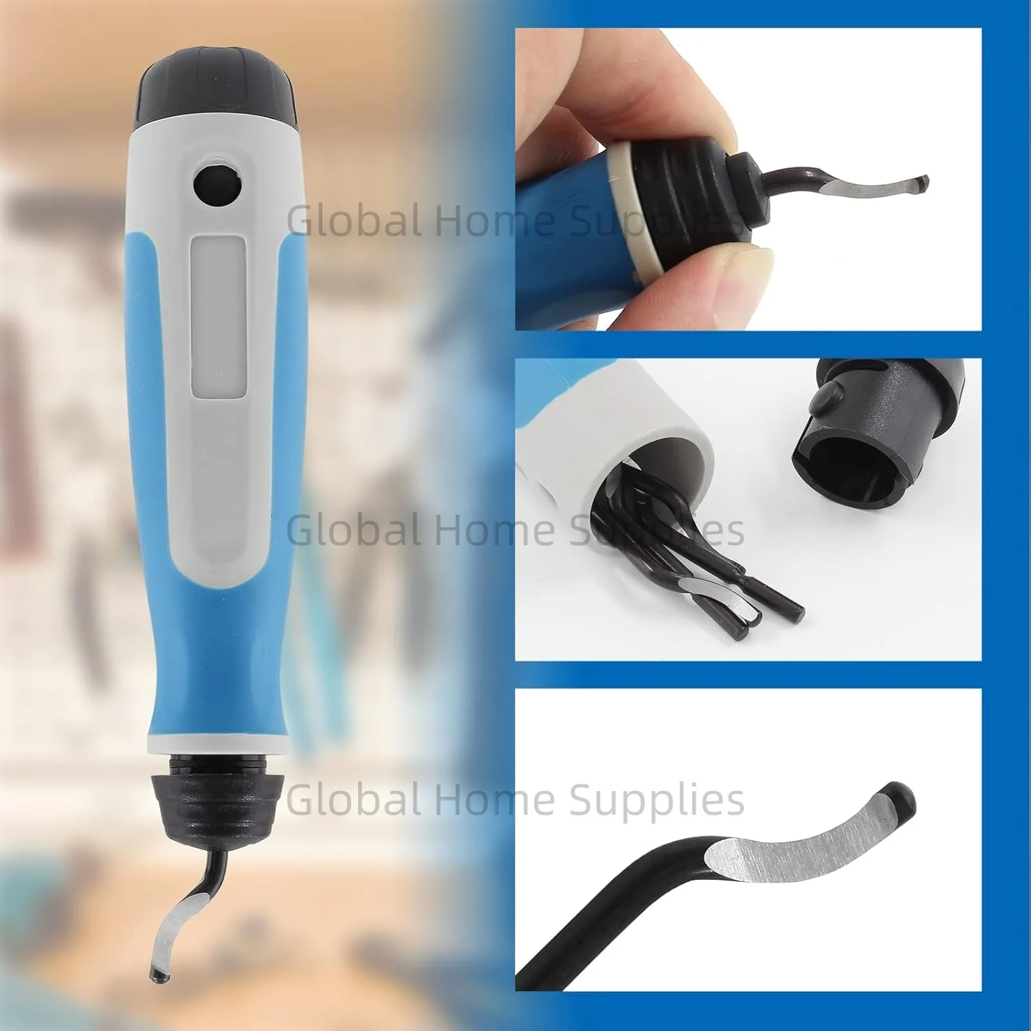 11pcs Deburring Tool Kit High Speed Steel 360° Rotary Burr Removal Tool Deburring Cutter With Anti-Slip Handle And 10pcs HSS Blades For Wood Metal Plastic PVC Fiberboard - View #7