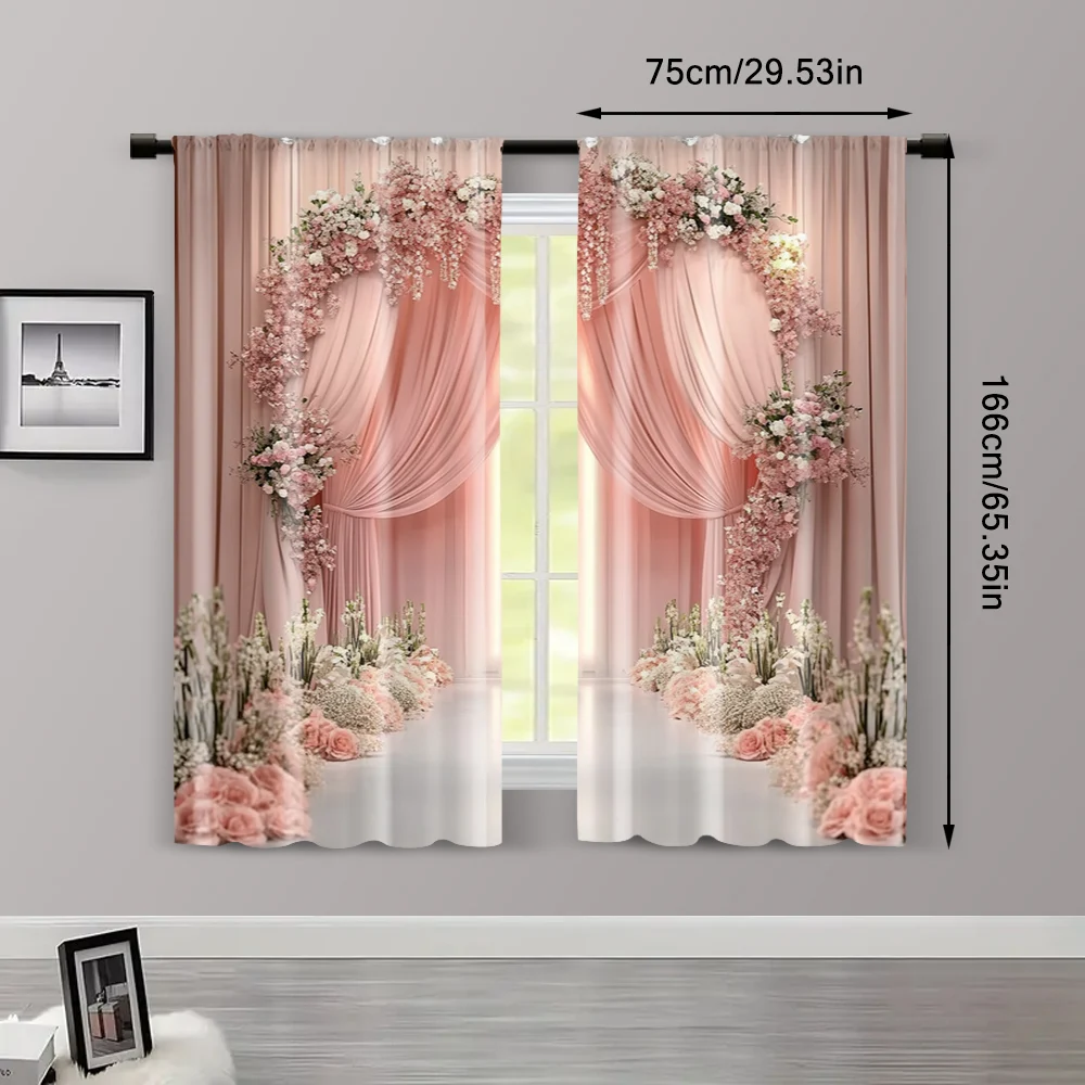 2pcs, Curtains&Drapes 2D print Romantic Gentle Style Fabric (without rod) Decorations For Home Use for Living Room, Bedroom, 3