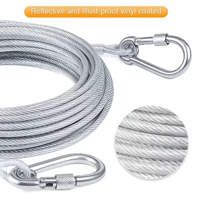 Double-headed Dog Tie Out Cable Leash ,raction rope with metal buckle steel wire anti-rust training collar,Outdoor Dogs Strap Double-headed Dog Tie Out Cable Leash ,raction rope with metal buckle steel wire anti-rust training collar,Outdoor Dogs Strap
