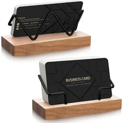 Premium Business Card Organizer | Elegant Desk Accessory, Eco - Friendly Wood & Metal Construction (1pc)