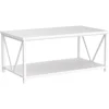 Rustic Coffee Table, Modern Living Room Table with Storage Shelf, White Oak 2