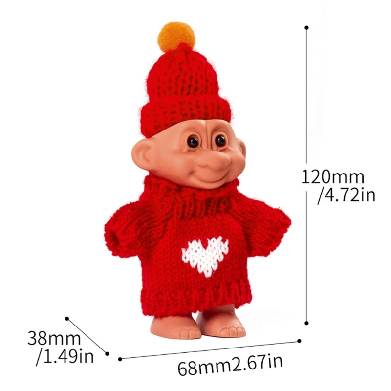 Mini Troll for Doll Protective for Case Cartoon Cover with Wool Costume & Hat Smoking Accessory Men