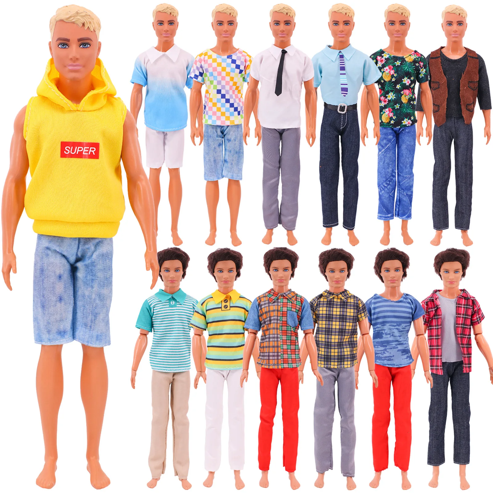 Ken Boy Doll Clothes Handmade Hoodie Shirt Short Sleeve Trousers Fashion Summer New Product For 11.8 Inch Boy Dolls Children Toy