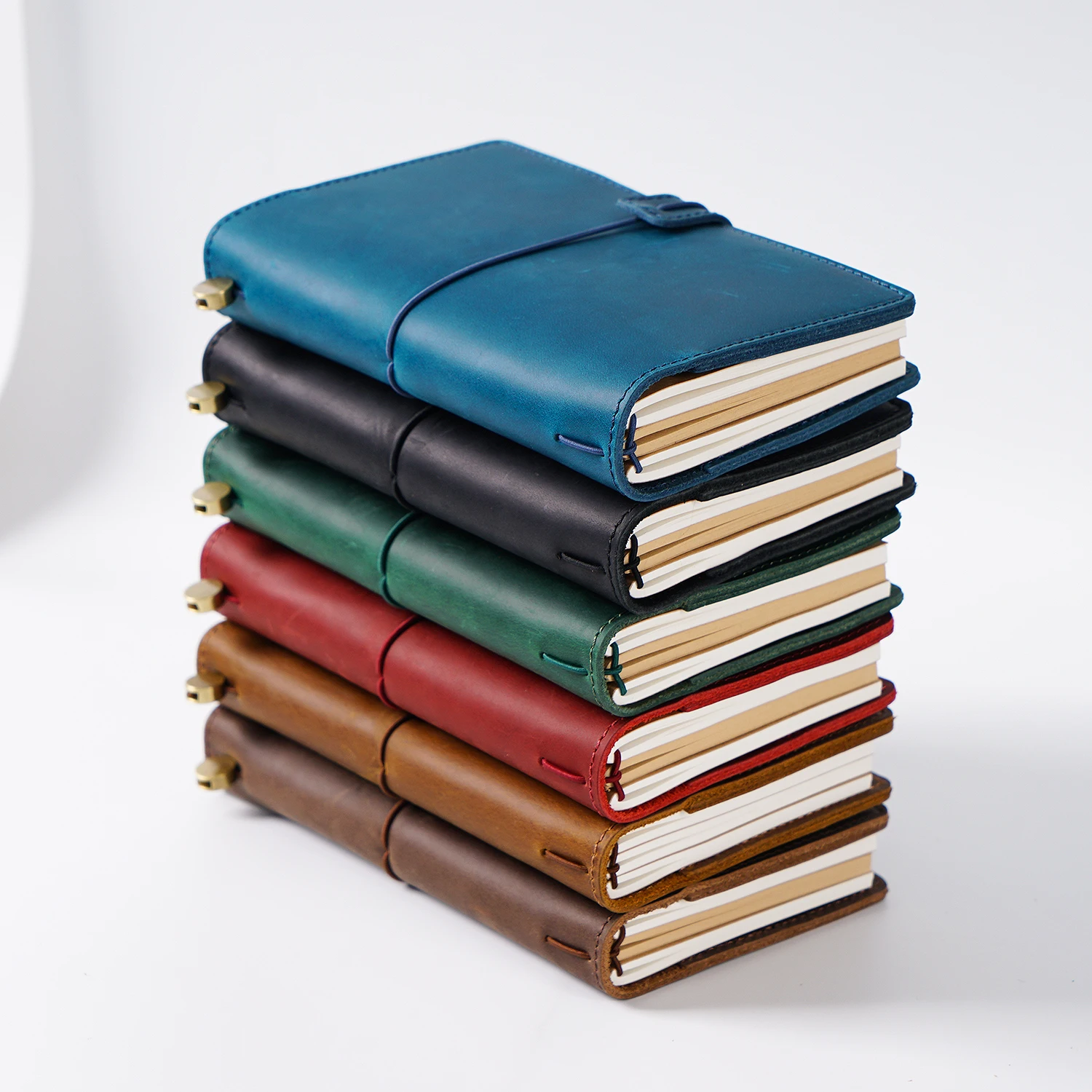 Vintage Leather Travel Journal - Handmade Refillable Portable Diary, Retro Brown