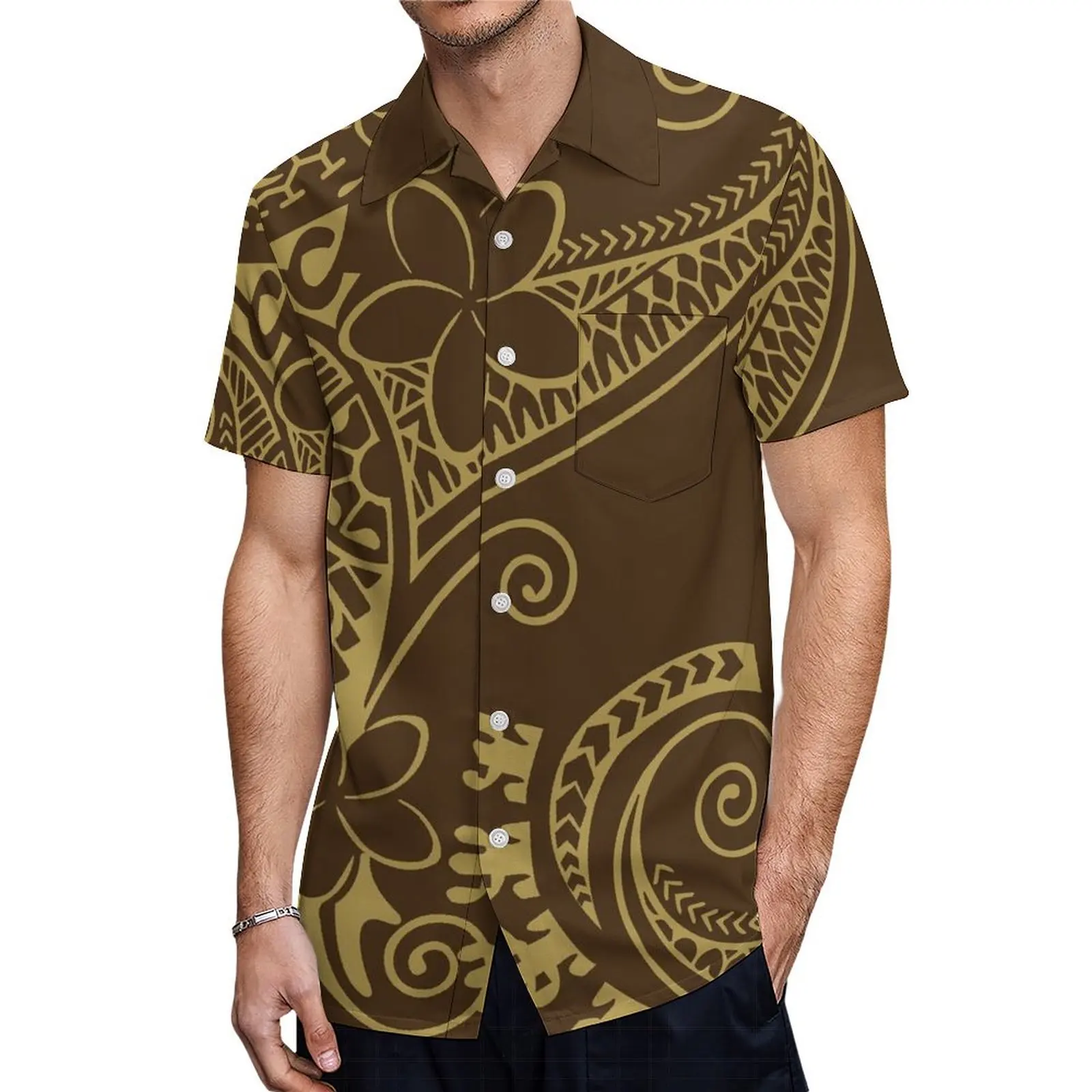 Support Custom Women'S Crew-Neck Dress Midi Party Fishtail Long Dress Polynesian Samoan Couple Suit Matching Men'S Aloha Shirt
