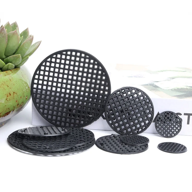 Plant Pot Drainage Mat 100 Piece Pot Hole Screen Mat Round Drainage Bottom Grid Pad to prevent soil loss Plant Ventilation Gasket Gardening Supplies