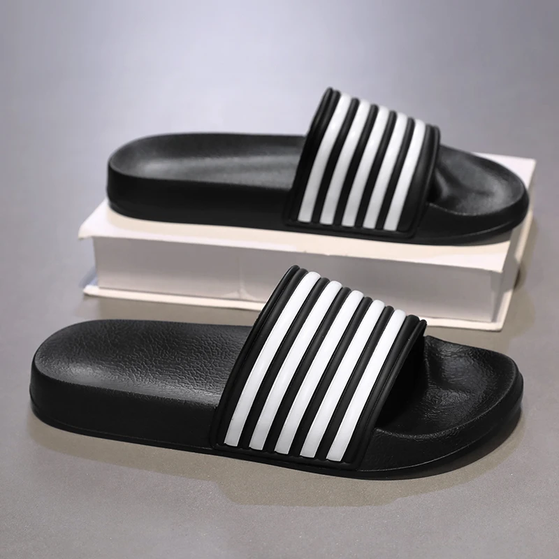 New anti slip sandals for indoor and outdoor walking, men's and women's beach shoes, striped summer men's shoes, couple's beach