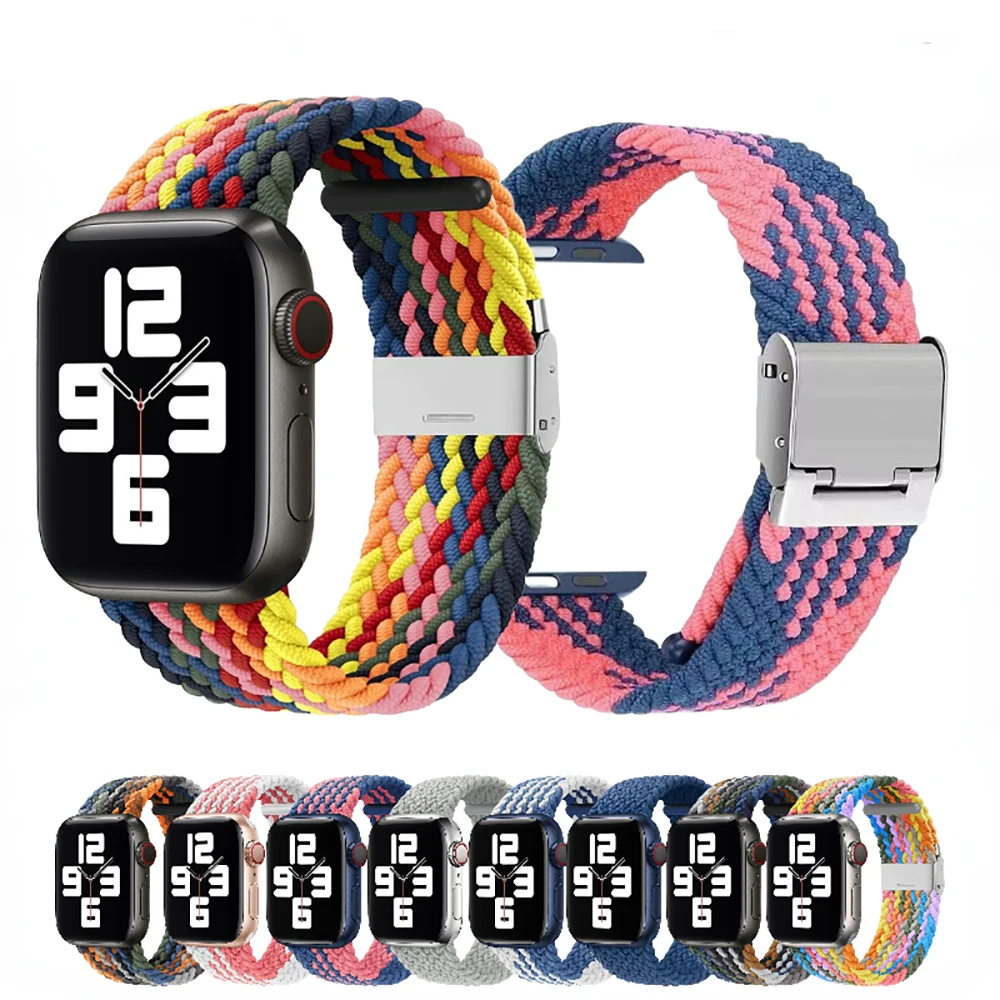 

Adjustable Nylon Strap for Apple Watch 49mm 45mm 41mm 44mm 40mm 42mm 38mm Elastic Replacement Bracelet for iWatch Ultra 876543SE