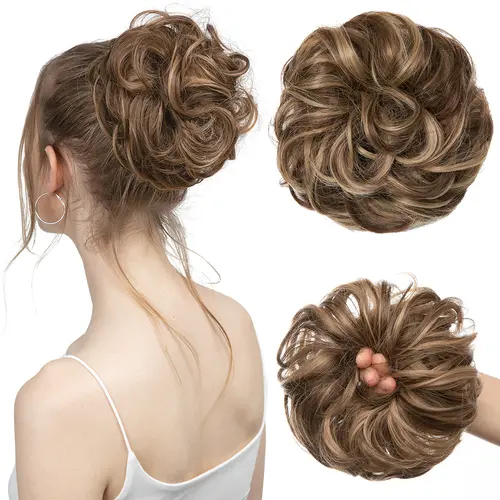 Synthetic Messy Hair Bun Extensions Big Curly Elastic Hair Scrunchies Hairpieces Chignon Donut Updo Hair Pieces for Women - Image 31