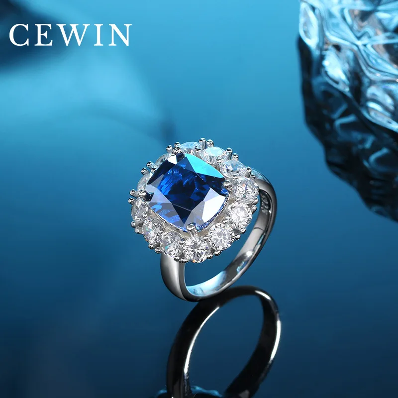 

European and American S925 Sterling Silver Light Luxury Exquisite Sapphire Ring Personality Niche Suitor Engagement Jewelry Gift