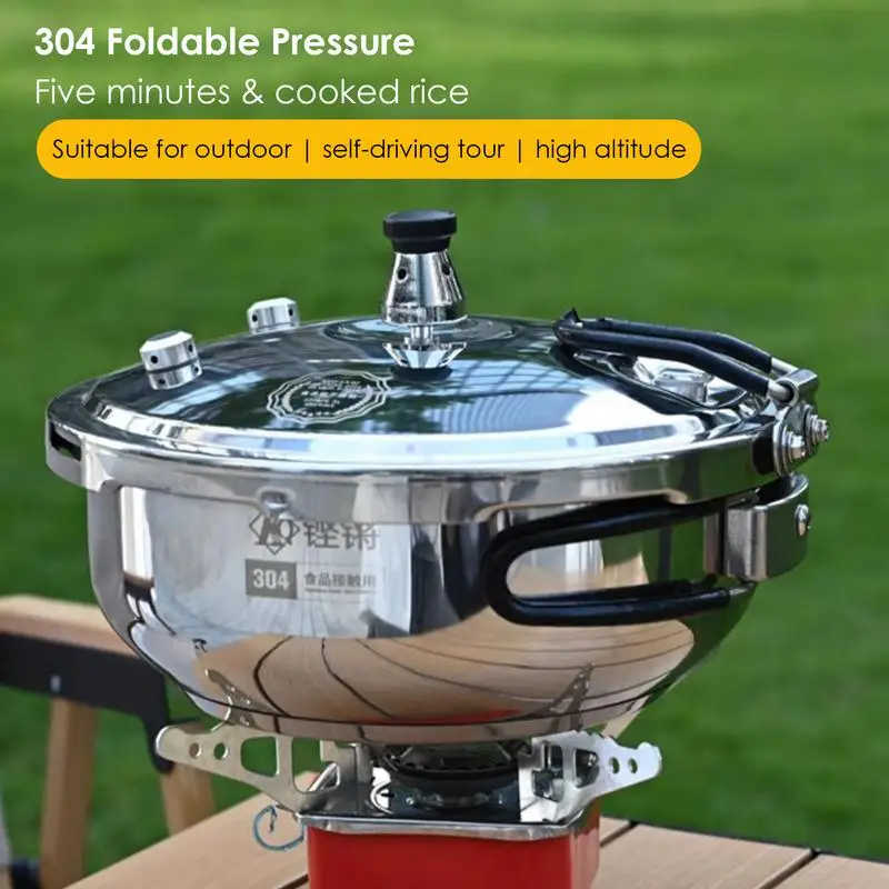 Camping Small Pressure Cooker High-pressure Pot Valve Safeguard Stainless Steel Cooking Pot Canning Pressure Canner 80KPa
