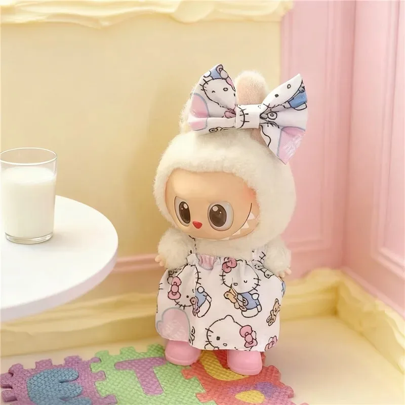 15 17cm For Labubu Doll Cartoon Hellokitty Outfit Clothes Magic Dark Style Kuromi Skirt Dress Cosplay Change Clothing Accessory