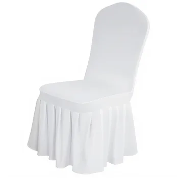 50/100 pezzi fodera per sedia in spandex bianco gonna a pieghe coperture protettive per sedili hotel banchetti eventi per feste decorazione di nozze 1