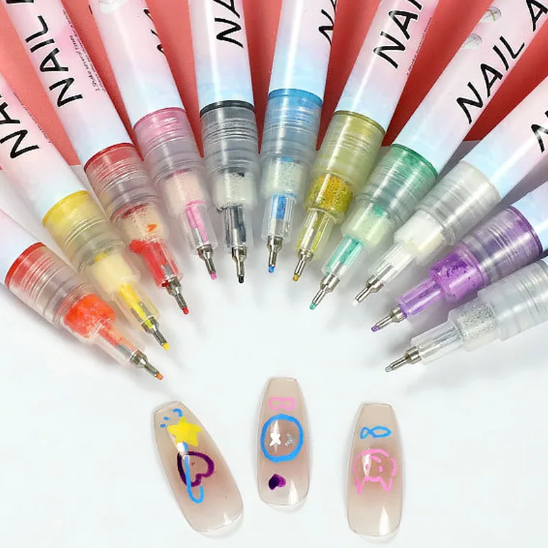TSZS Nail Art Drawing Graffiti Pen Gel Pencil Plastic Painting Liner Brush White Marker Pen Nail Manicure Decoration Tools 3