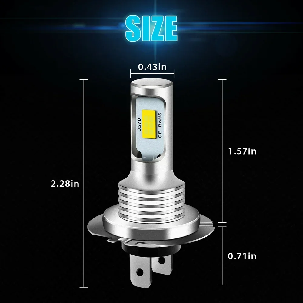 LED Bulb 2pcs H7 H1 H8 H9 H11 9005 9006 HB3 HB4 CSP LED Super Bright Headlight DRL Lamp 6000K White
