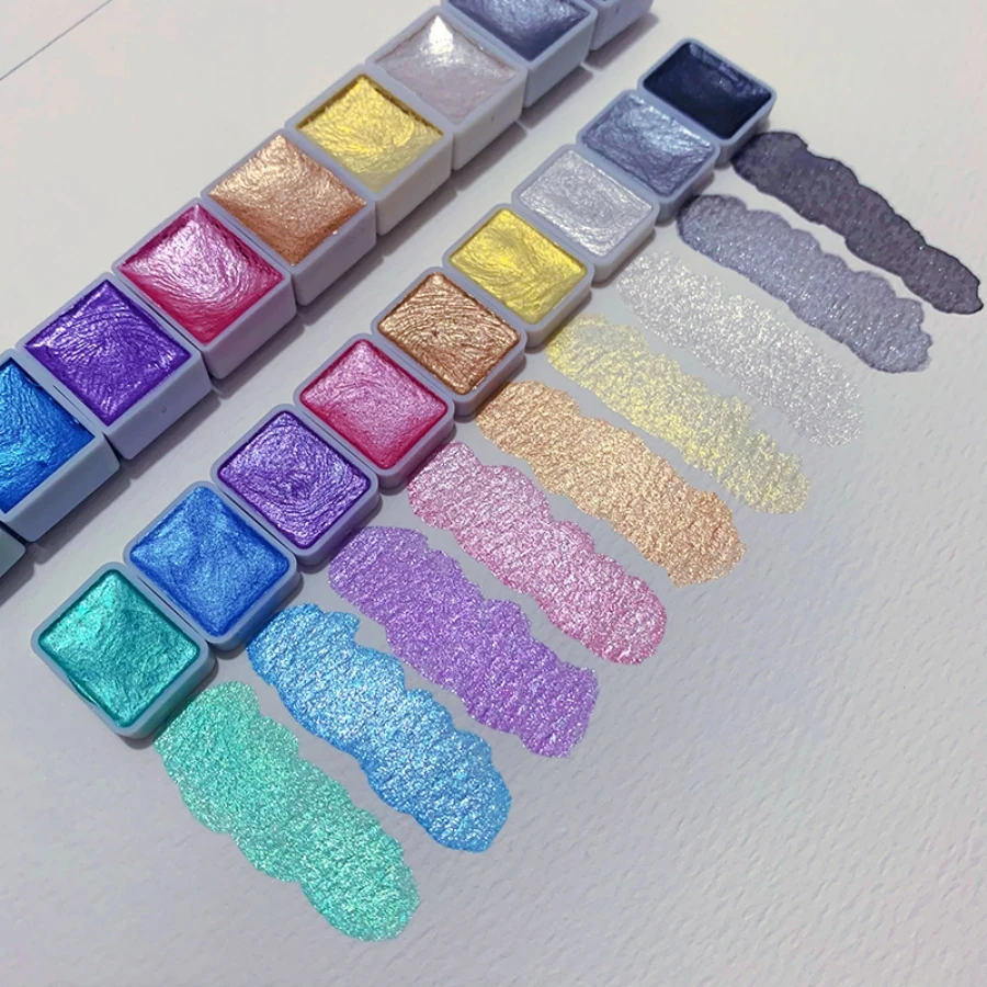 9 colors/box 1ml Pearlescence watercolor pigment mineral solid packaging watercolor pigment used for painting nail art Chine
