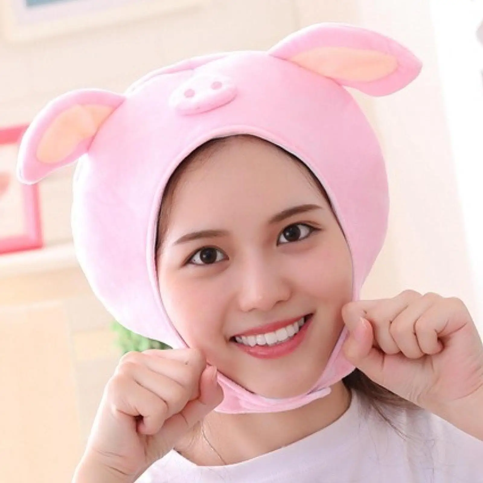 Cute Plush Pig Hat Cartoon Gift Funny Novelty Hat for Cosplay Holiday Birthday