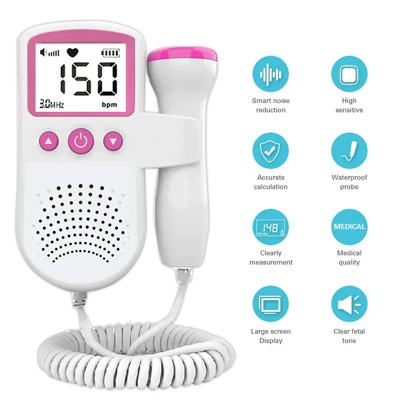 Upgraded Fetal Doppler Pregnancy Heart rate Monitor Baby Fetal Heart Rate Detector LCD Screen Without Radiation 9 Weeks Testable fetal heart rate monitor