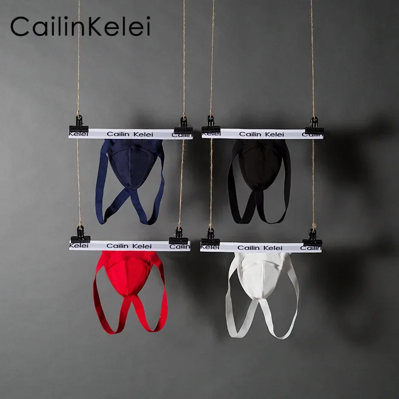 

Cailin Kelei men's thong fashion label sexy double crotch low waist breathable back empty underwear man 1504