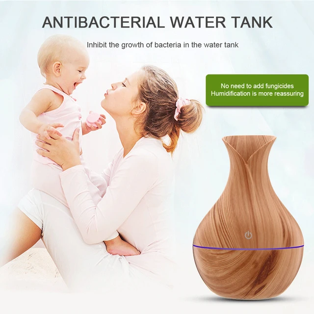 Wood Grain Vase 200ml Air Humidifier Essential Oil Diffuser Cool Mist Humidifier Aromatherapy Diffuser for Home Office Bedroom 5