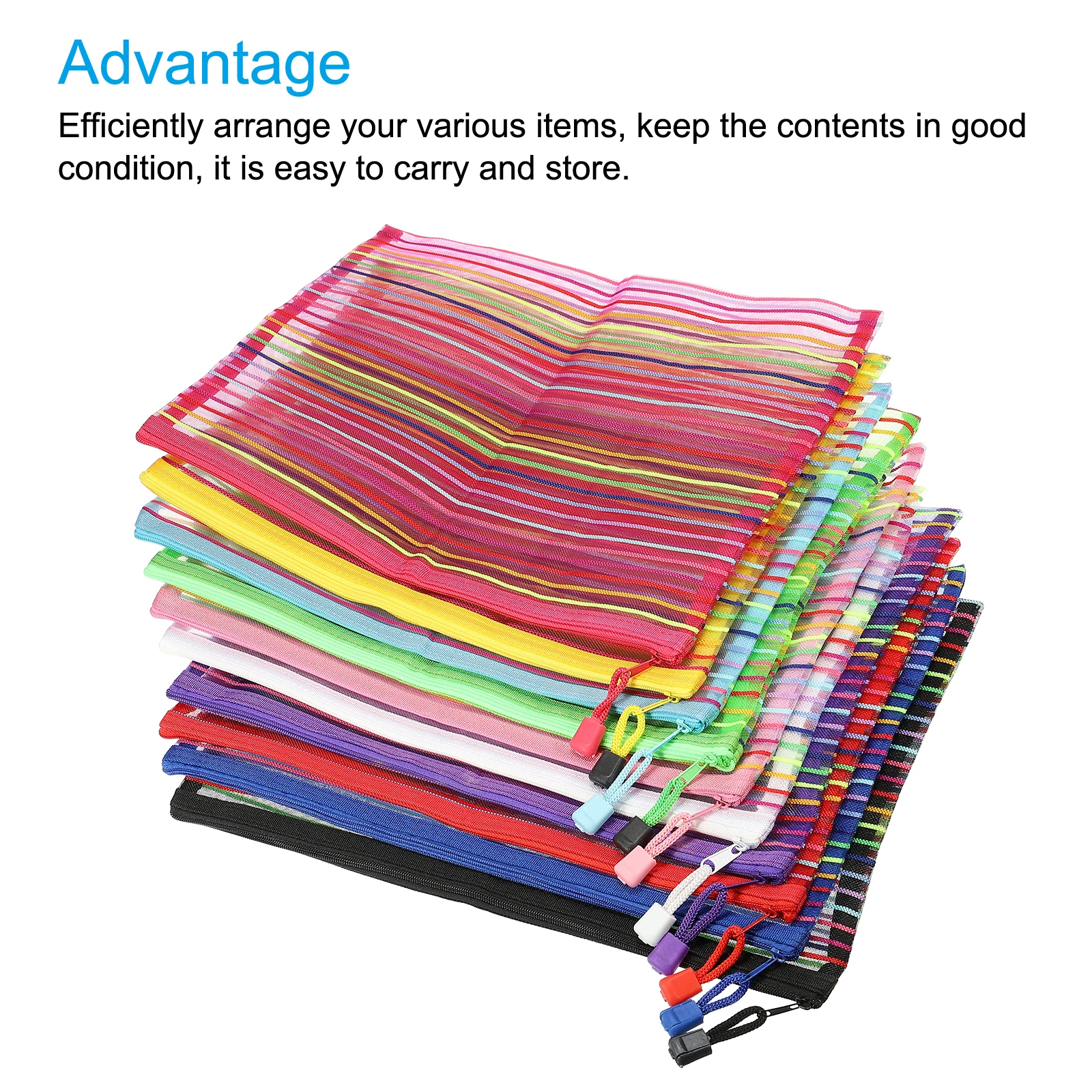 지퍼 파일 가방 보관 메쉬 파우치, 나일론 휴대용 연필 펜 케이스, 문서 화장품, 메이크업 사무실 용품, 여행 액세서리