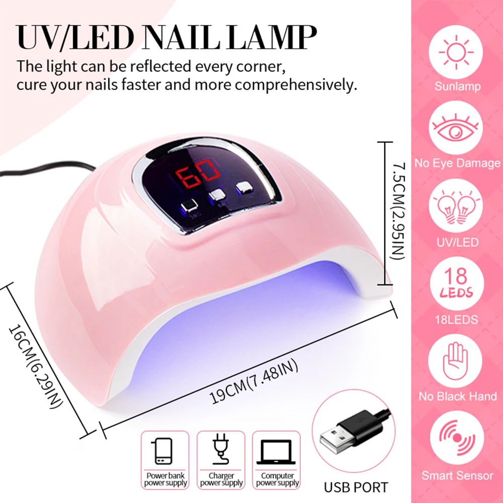 라이메걸 젤 네일 폴리쉬 세트 (UV LED 램프, 네일 드릴 포함) 반영구 젤 바니쉬 키트 UV 쏙 오프 젤 베이스 코트 광택 도구