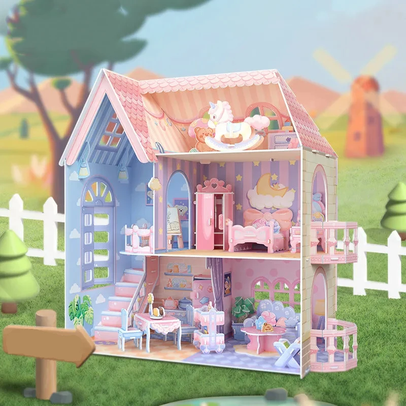 cottage-3d-three-dimensional-jigsaw-paper-handmade-diy-toy-assembled-girl-gift