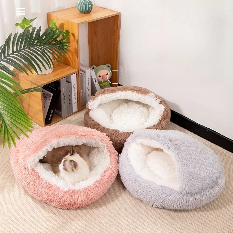 Pet Crystal Velvet Warm Thickened Dog Bed Cat Nest for Deep