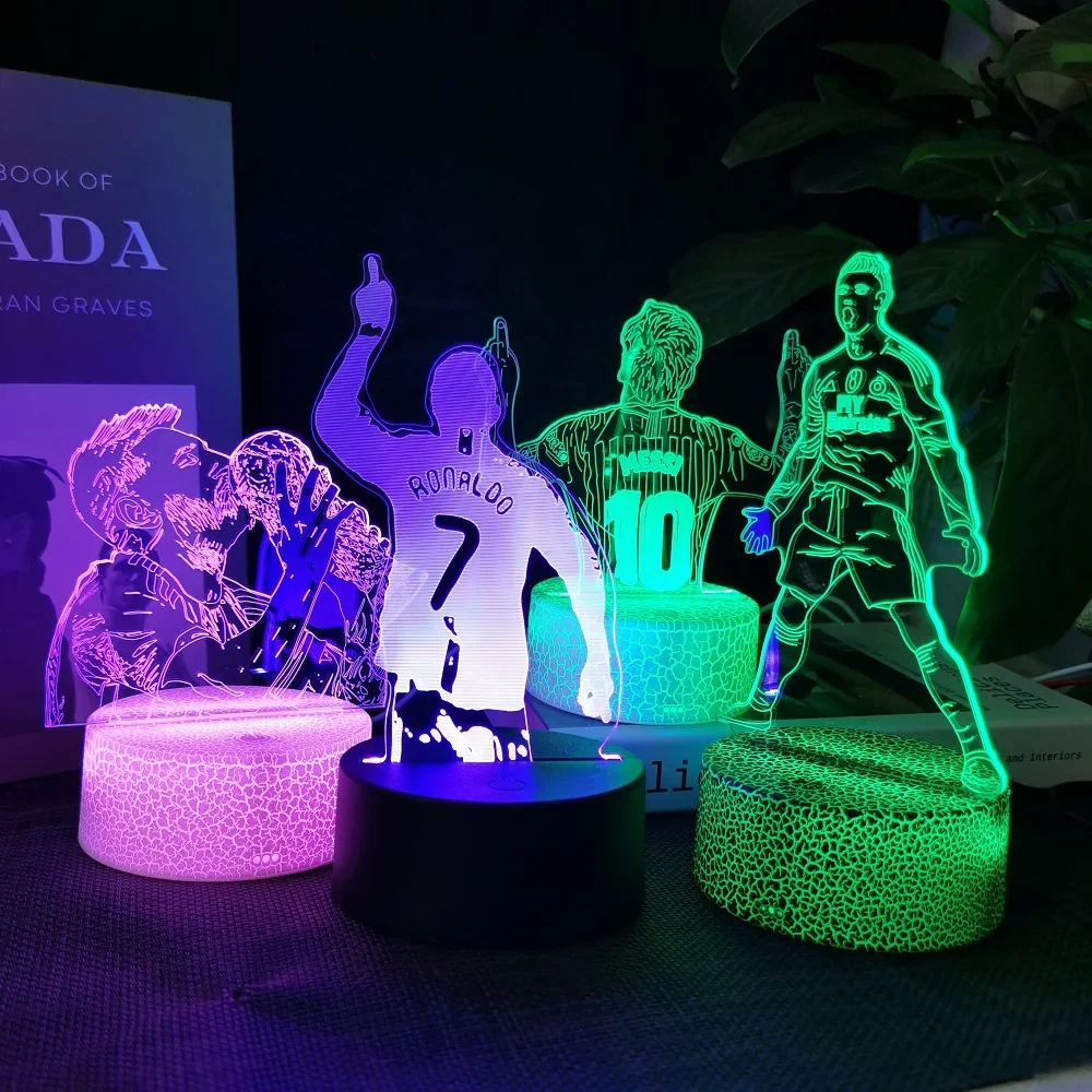 Description Picture 2 of itemFootballer 3D acrylic night light can change 16 colours to decorate the room is a great  gift for sports fans boys and girls