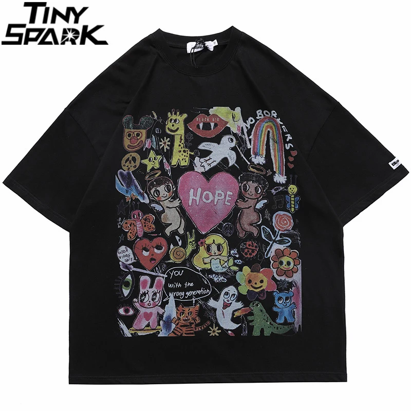 Men Women Streetwear Hip Hop Skull Tshirts T-Shirts Harajuku Pink L