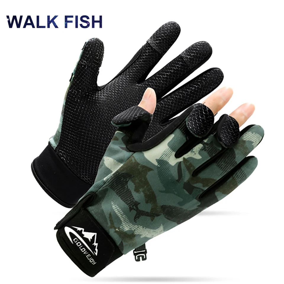 WALK FISH 겨울 따뜻한 낚시 장갑 남녀공용, 미끄럼 방지 내마모성 방풍 터치 스크린, 야외 사이클링 스포츠 장갑