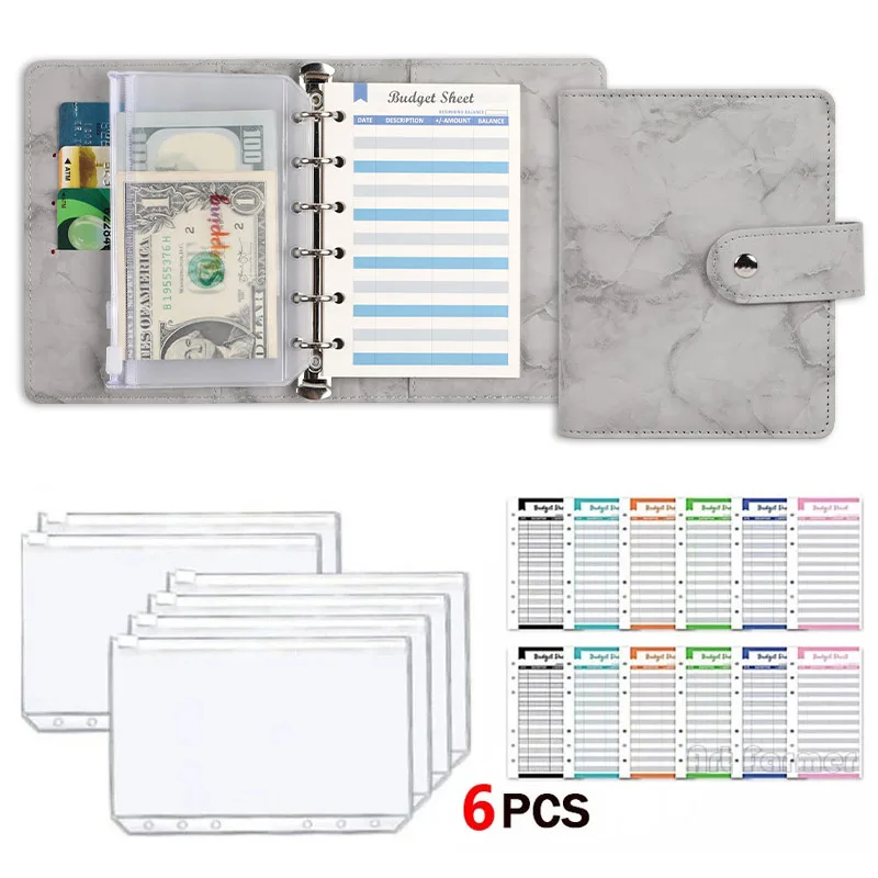 A7-PU-Leather-Binder-Notebook-Agenda-Planner-Cash-System-Set-Binder ...