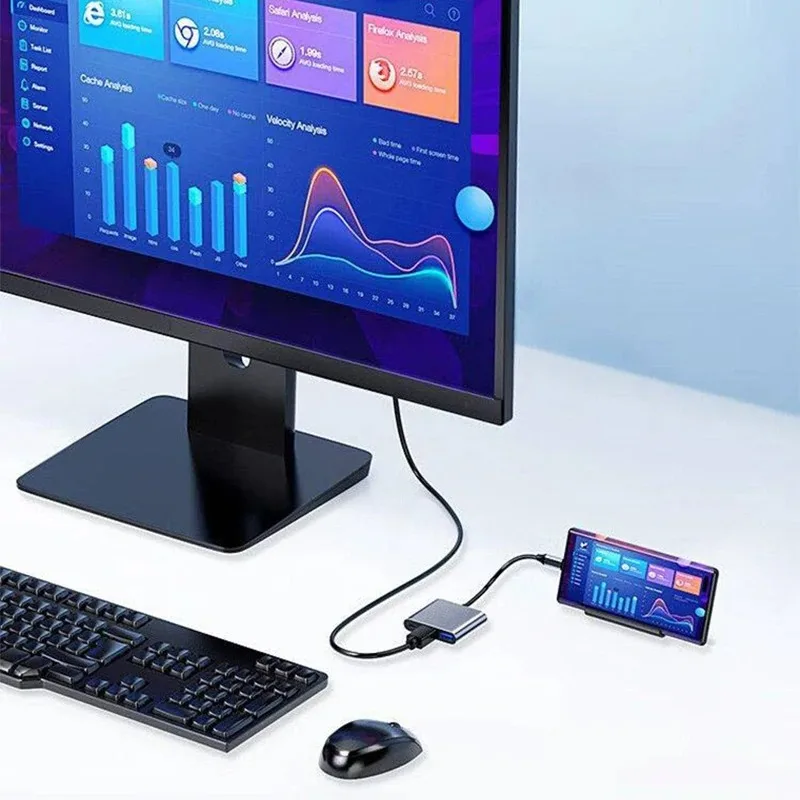 USB C Hub 3-in-1 Type C to HDMI 4K PD Fast Charge Docking Station Adapter Splitter for MacBook Phone PC Computer Accessories