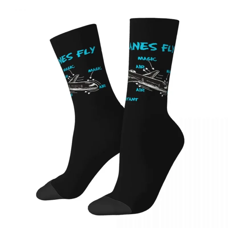 

New Men's Socks Crazy Funny Engineering Mechanic How Plane Fly Sock Sport Women Socks Spring Summer Autumn Winter