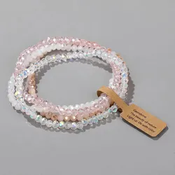 Handmade Multi-Color Faceted Glass Beaded Stretch Bracelet Set (ASL70055A)