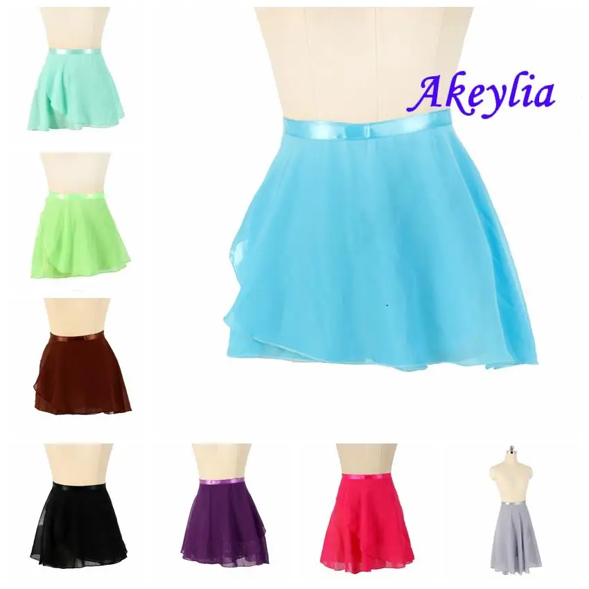 

Ocean Blue Ballet Dance Skirt Chiffon Light Blue Pure Color Floral Print Practice Leotard Ballet Dress Woman Red Green Brown Kid