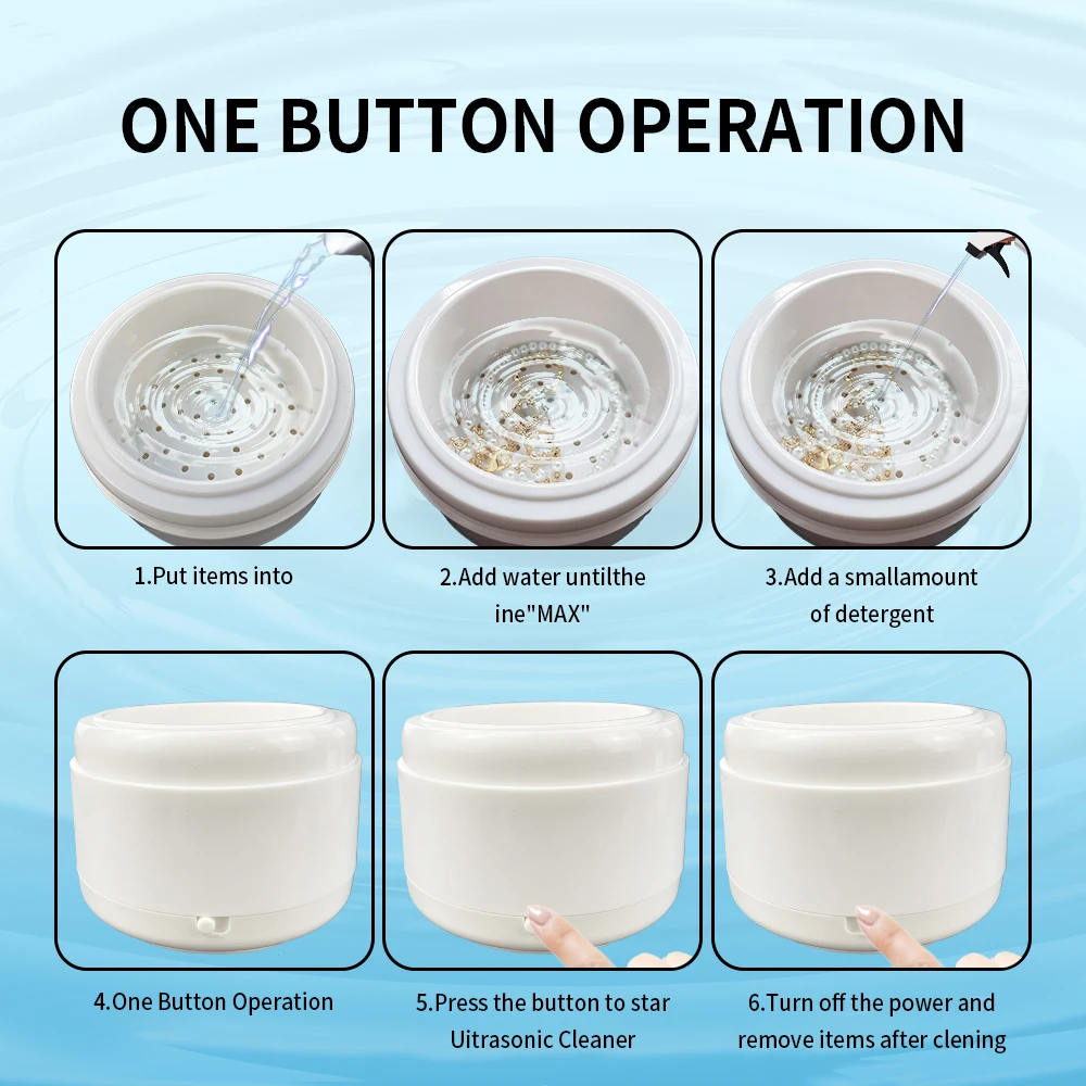 가정용 초음파 청소 기계, 미니 골드 및 실버 쥬얼리, 휴대용 클리너